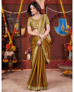 Embroidered Banarasi Pure Silk, Art Silk Saree  (Mustard)