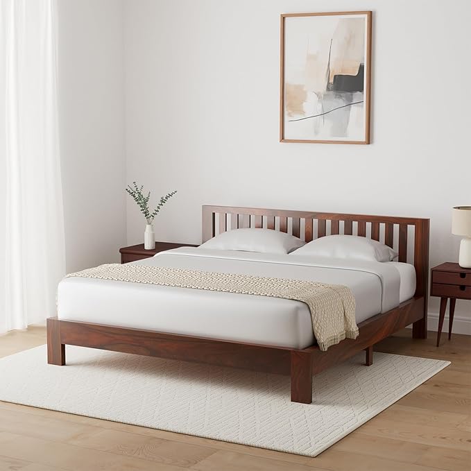 Solimo Petra Solid Sheesham Wood King Bed (Teak Finish)