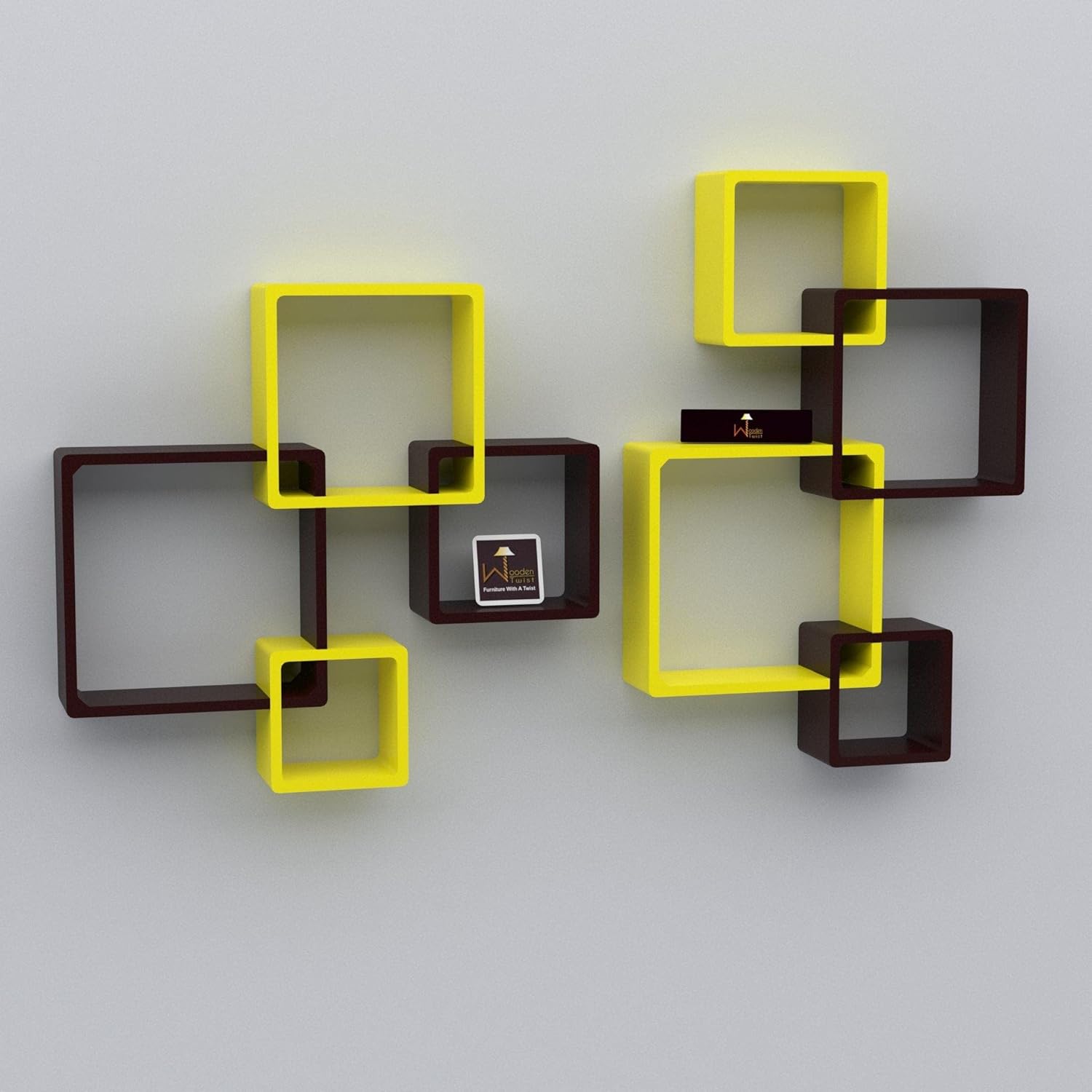 Raafi Wooden Intersecting Wall Shelves (Set of 8)