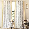 Tranquebar Curtain Co. Cotton Curtains 7 Feet Long Set of 2, 60-65% Room Darkening, Yellow Ethnic Curtains Floral Print, Door Curtains 7 Feet Set of 2, BackTabs, Latha (213 cm) - Set of 2