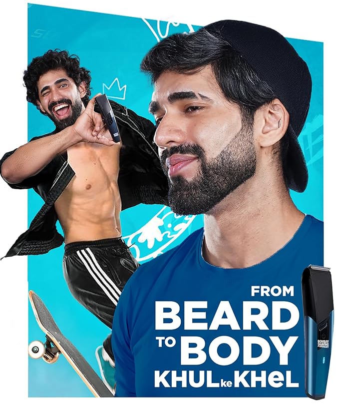 Bombay Shaving Company 11 In 1 Trimmer Men|All In One Full Body Trimmer|90 Min Charge Time|90 Mins Run Time|Hair, Ear, Beard, Body, Nose Trimme|Type C Charging|Power Groomer (New Model),Blue