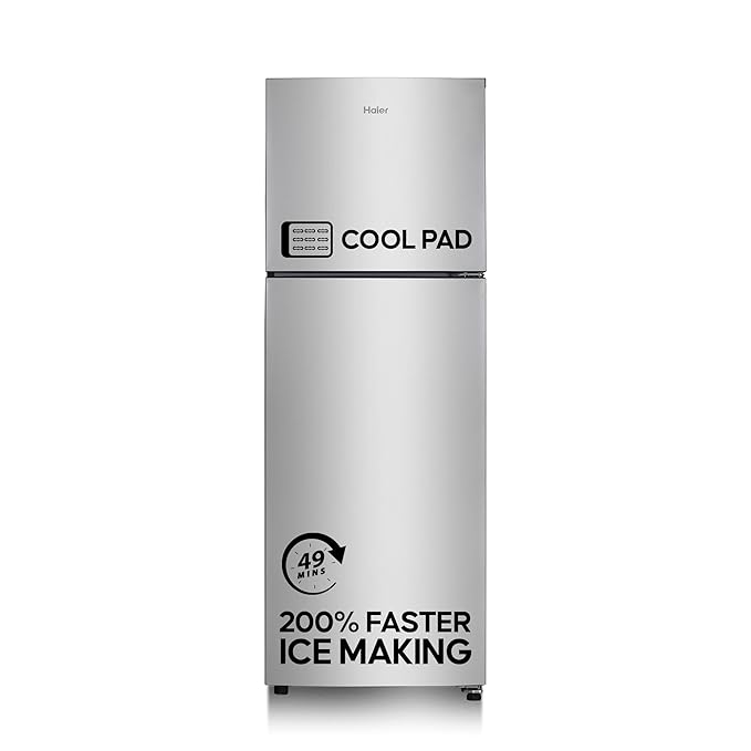(HEF-252EGS-P, Moon Silver) Haier 240L 2 Star Frost Free Top Mount Double Door Refrigerator|Cool Pad|200% Faster Ice Making in 49 Minutes