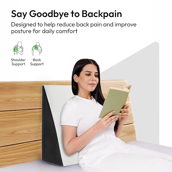 Frido Wedge Plus Cushion for Sleeping, Sitting &amp; Acid Reflux Relief | Memory Foam Pillow | High Resillience Foam | Orthopedic Wedge Cushion for Leg Elevator | Pregnancy | GERD