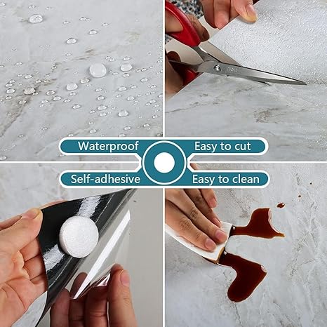 Arkit 10 Pcs Peel and Stick Floor Tile 60 x 30 cm Marble Sticker - Self Adhesive Removable Vinyl Waterproof for Bedroom, Living Room, Bathroom, Kitchen (Onyx Pattern)