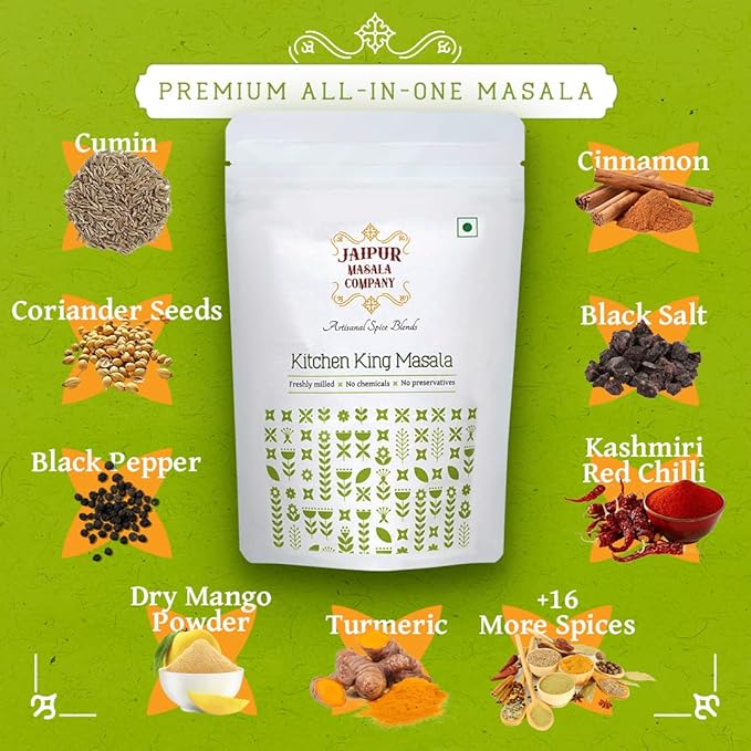 Jaipur Masala Company-Kitchen King 100Gm|100% Natural, 25 Premium Spices Garam Masala, For Authentic Indian Curry &amp; Gravy
