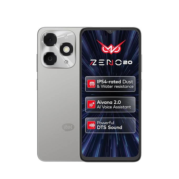 itel Zeno 20 | AI Vana 2.0 | 4GB RAM 128GB ROM | 6.6" HD+ 90Hz Display | 13MP AI Camera | IP54 Rated | Always-On Display | Dynamic Bar | DTS Sound |5000mAh Battery|3-Year Fluency|Space Titanium
