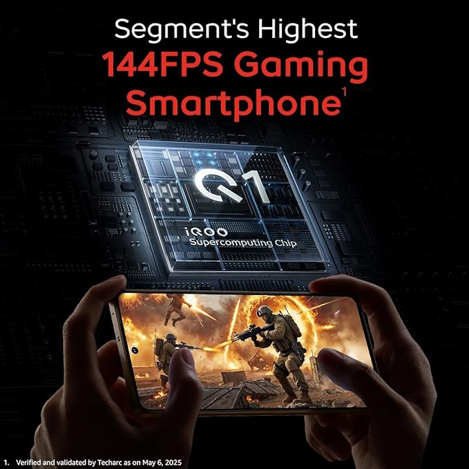iQOO Neo 10 (Titanium Chrome, 16GB RAM, 512GB Storage) | Snapdragon 8s Gen 4 Processor &amp; SuperComputing Chip Q1 | 7000 mAh Battery | Segment’s Highest 144 FPS Gaming Smartphone