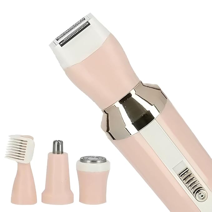 Concepta Hair Removal Machine 4 in 1 | Facial Shaver, Eyebrow Trimmer, Bikini Trimmer &amp; Body Shaver | Hair Removal Machine for Women | Travel-Friendly Grooming Kit (Pink)