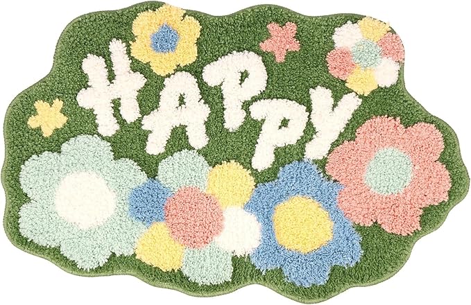 Roseate Happy Super Soft Anti-Skid (40x60 cm) Super Absorbent Mats Microfiber 2000 GSM Mat for Bathroom/Kitchen/Door Mats for Home/Floor Mat (Green) Pack of 1