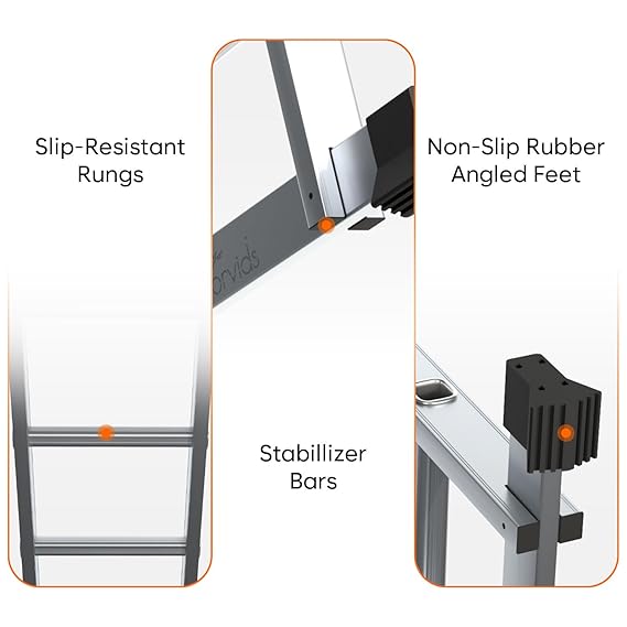 Corvids 14.5 Feet (16 Steps) Portable &amp; Compact Folding Aluminium Multipurpose Super Ladder | 2-Year Warranty | Ladder for Home &amp; Industrial Use - Capacity 120 Kg