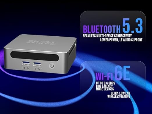 SKULLSAINTS CoreX Mini PC Powered by Ryzen Series, Triple Display Support, Wi-Fi 6E, Bluetooth 5.3, Compact Design, Metal Body (Ryzen 7 6800H, 24GB LPDDR5 + 1TB M.2 NVME, Win 11 Pro, Black)