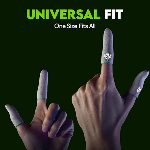 SpinBot Silver Fiber Thumb &amp; Finger Sleeve for Mobile Game (4 Pieces), Pubg,Cod,Freefire -with Metal Carry Box-Pack of 2 Pair