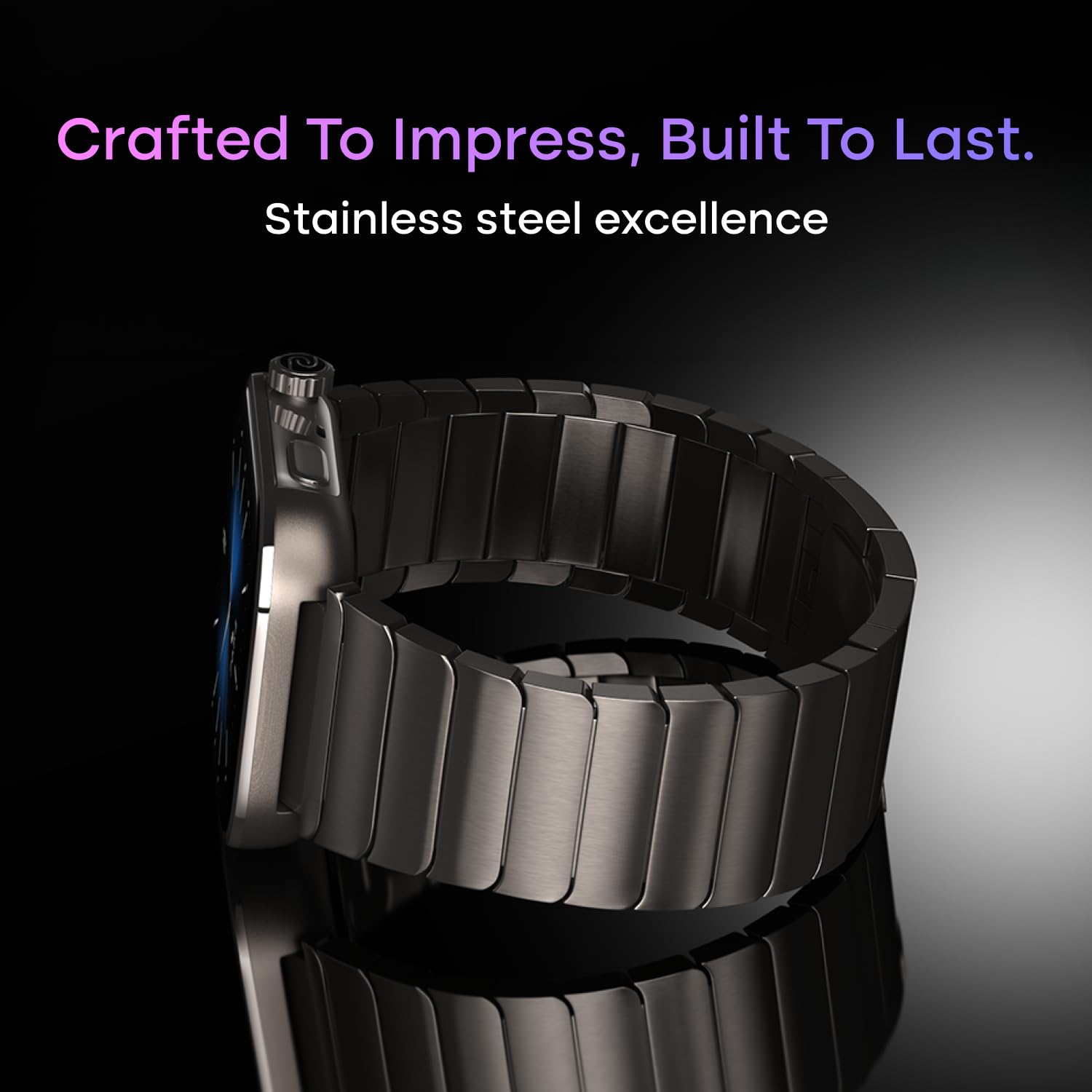 Noise Pro 6 Max Smart Watch:Intelligent with Noise AI, Endless AI Watch Faces, AI Companion, 1.96” AMOLED, Stainless Steel Build, Built-in GPS, 5 ATM, EN2 Processor, for iOS &amp; Android(Chrome Black)