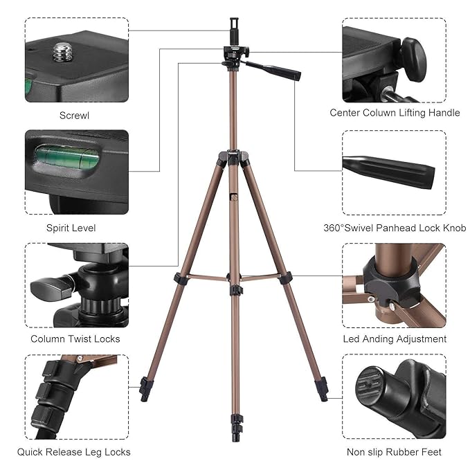 Syvo WT 3130 Aluminum Tripod (133CM), Universal Lightweight Tripod with Mobile Phone Holder Mount &amp; Carry Bag for All Smart Phones, Gopro, Cameras