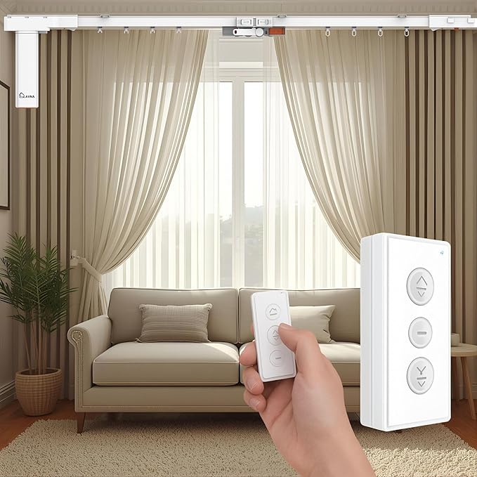 LAVNA 3 Metre Smart Curtain Track, Motorized Curtain Rod, Adjustable Length, App and Remote Control Compatible with Home Automation, Ceiling and Wall Mounted