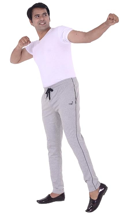 VEGO Men's Regular Fit Pure Cotton Black Plus Size Lower/Track Pants