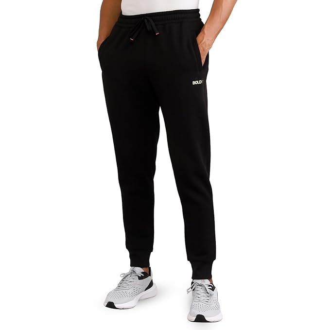 Boldfit Joggers For men Cotton Track Pant For Men Sports Winter Lower For Men For Running Casual mens track pants Activewear Trousers For Men &amp; Boys Slim Fit Gym Track Pants For Men -Black, Medium