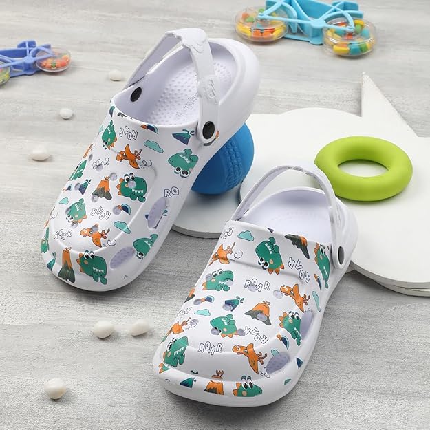 Liberty Lucy&amp;Luke ALEX-K2E Kids Clogs for Boys &amp; Girls | Lightweight Slip-On Clogs - Beige &amp; White | Durable &amp; Soft EVA Sole | Comfortable &amp; Breathable Sandals for Walking, Beach &amp; Every Day Wear