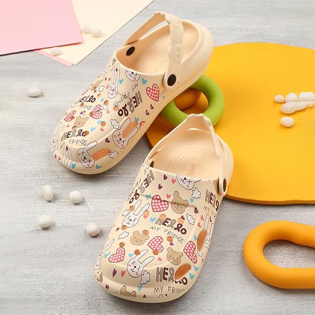 Liberty Lucy&amp;Luke ALEX-K3E Kids Clogs for Boys &amp; Girls | Lightweight Slip-On Clogs - Beige &amp; White | Durable &amp; Soft EVA Sole | Comfortable &amp; Breathable Sandals for Walking, Beach &amp; Every Day Wear