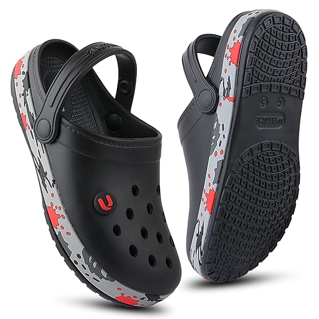 URJO Splash Kid's Clogs/Sandals with Adjustable Back Strap Ultra Soft &amp; Flexibility Anti Skid Comfortable Waterproof Daily Mules Clogs/Sandals Boy's &amp; Girl's