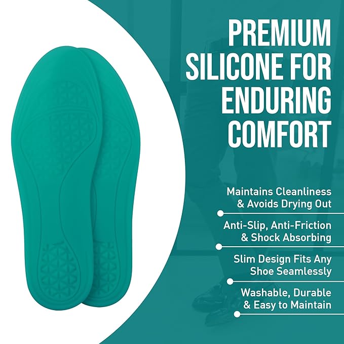 ONYXNEO Comfort Silicone Gel Insole Pair for Walking, Running, Sports, Formal &amp; Safety Shoes-All Day Comfort- M (UK size 6-7.5)