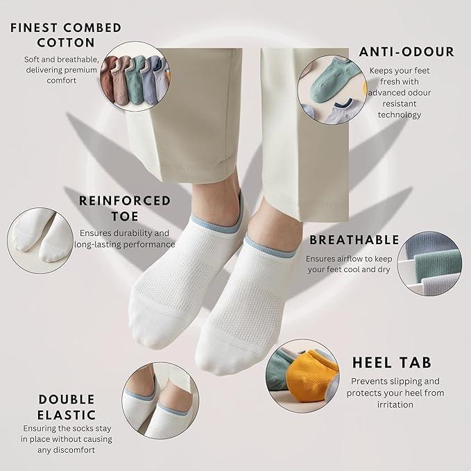 JABA'S Multicolour Unisex Ankle length Socks, Made With Durable &amp; Breathable, Free Size, Addy Edition, Suitable for all Season, Soft &amp; Breathable, Daily Use For Men &amp; Women (Pack of 8)