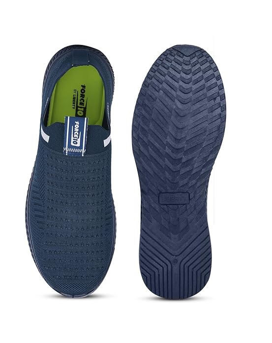 Liberty Force10 ROKKY-4 Non-Lacing Walking Shoes for Men - Black &amp; Blue| Suitable for Jogging, Workout, Gym &amp; Outdoor Activity | Stylish, Lightweight &amp; Comfortable Footbed | Sports Footwear
