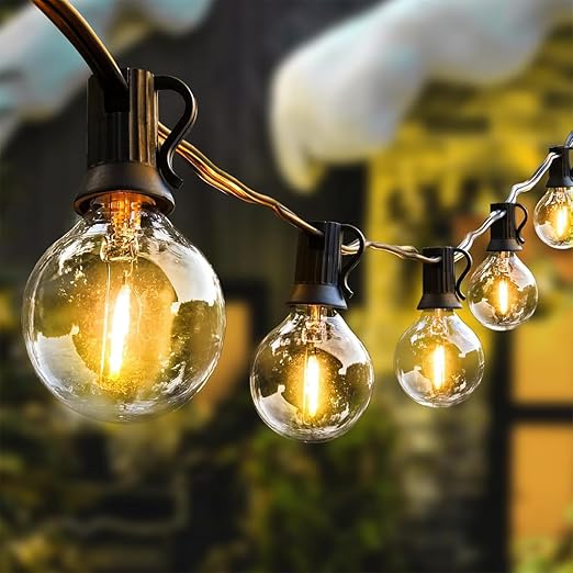fizzytech Outdoor G40 LED Globe String Lights, 25 Feet 25 Bulb Light for Backyard Terrace Cafe Garden Balcony Party Decor Diwali Lights for Home