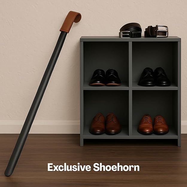 52cm Stainless Steel Shoe Horn Long Handle, Durable Long Shoe Wearing Stick, Comfortable Shoehorn with Extended Grip, Shoes Stick for Wearing, Easy Shoe Wearing Tool for Men Women Seniors