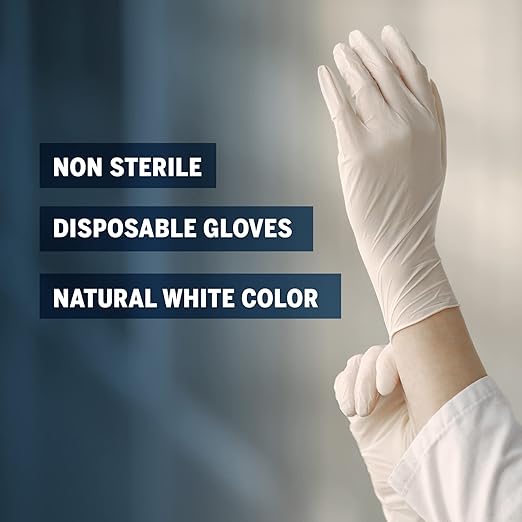 OTICA Latex Hand Gloves|100 pcs|Medical Grade 4gm|White|Food Grade|Ce Approved|Non Sterile|Medical Examination|All-Purpose|Powdered|Cleaning|Examination Gloves Pack of 100 (Large)