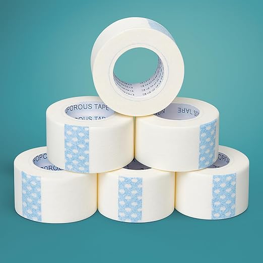 MORIXA Micropore Surgical Paper Tape (6 Piece Paper Tape 1 Inch), Hypoallergenic, Skin-Friendly, Breathable Medical Adhesive Tape for Wound Care &amp; Dressing 25mm x 9.1 MTR