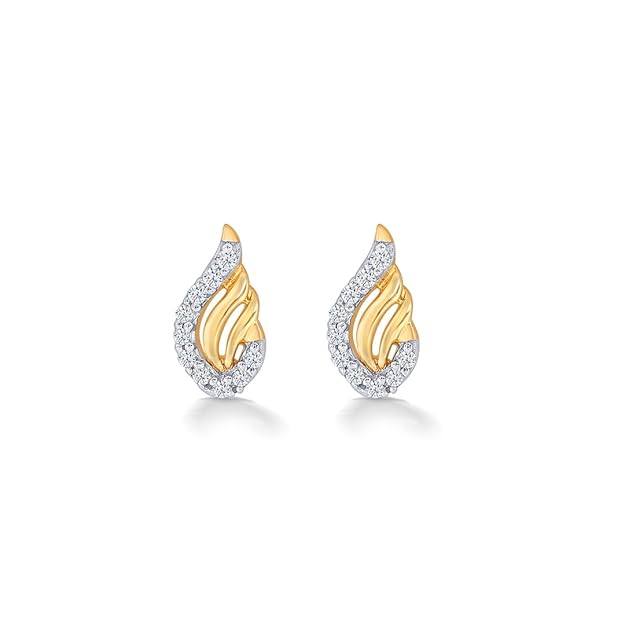 P.N.Gagdil Jewellers 14 Karat Yellow Gold &amp; Diamond Certified Gold Stud Earring For Women DER4560 IJ/SI