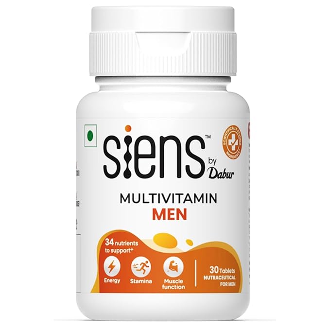 Siens By Dabur Multivitamin for Men-30 tablets | Enriched with 34 nutrients to Support Overall Health, Energy, Stamina &amp; Muscle Function