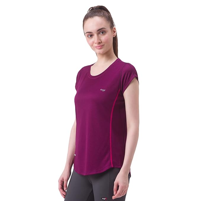 Berge Ladies Polyester Dry Fit Western Shirts Tshirts for Women, Quick Drying Breathable Fabric, Gym Wear Tees Workout Tops (Black Color)