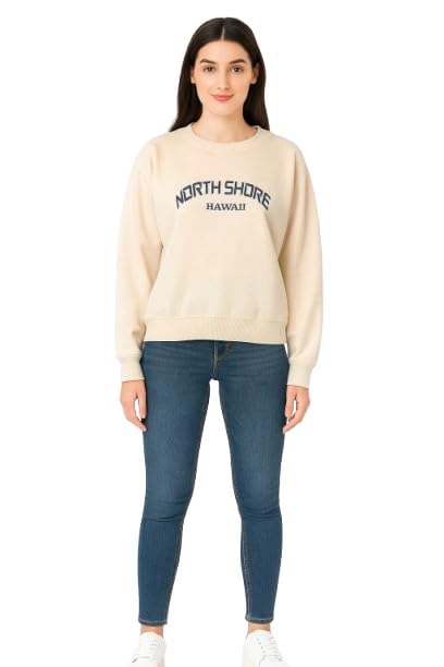 STARTUP Woman Sweatshirt For Winter, Casual Winters Wear Fleece Pullover With Round Neck Full Sleeves, Stylish Printed Sweat shirt, Aesthetic Streetwear, Every day Comfort