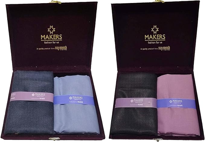 Raymond Fabrics Makers Men Unstitched Poly Cotton Plain Shirt and Trouser Fabric (Multicolour, Free Size) -Combo Set of 2 Solid