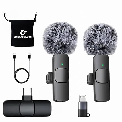 GADGETSWEAR AI K9 Furry Wireless Lavalier Microphone, Bluetooth Clip-On Mic for Type-C Android, Noise Cancelling Collar Mic for YouTube, Podcast, Vlogging, Video Recording, Reels, Content Creation