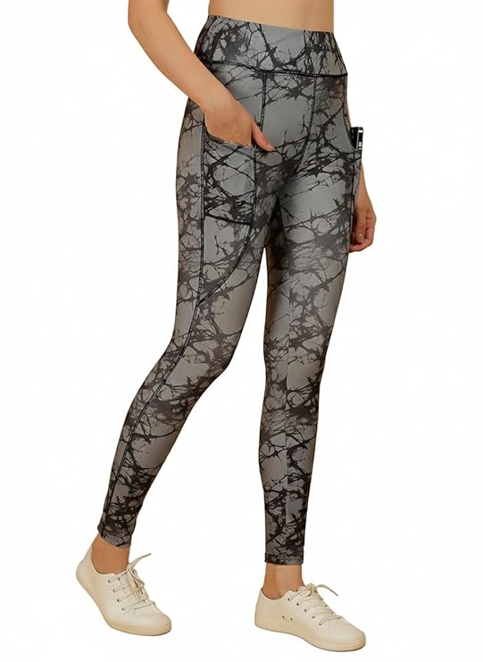 FYTTE Women Dry Fit Tie Dye Printed Leggings – Athletic Sports Tights for Workout &amp;amp; Activewear, Blue Tie Dye