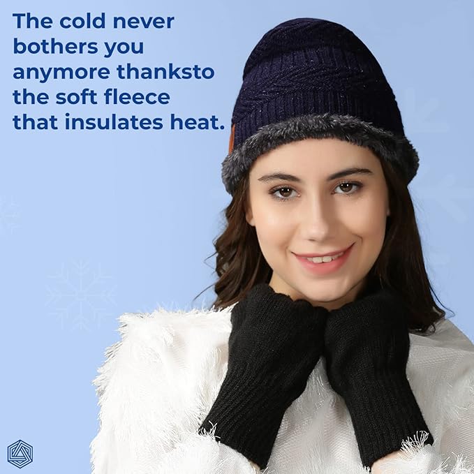 Boldfit Woolen Winter Cap for Women Men in Winter for Thermal Wear Stylish Soft Caps for Boys Girls for Warm Wear Head hat Garam Topaa caps Breathable Lightweight Windproof with hand gloves