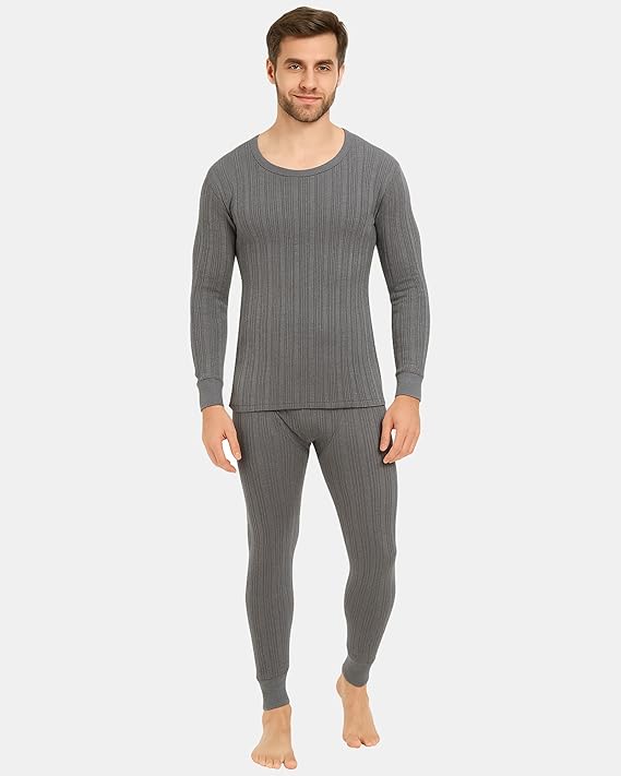 Men’s Thermal Wear Set | Warm Full Sleeves Top Bottom Combo | Soft Cotton Blend Body Warmer | Winter Innerwear for Men | Lightweight Comfortable Thermal Set