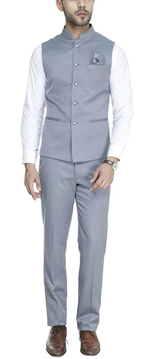 MANQ Men Band Collar Slim Fit Formal/Party Waist Coat.