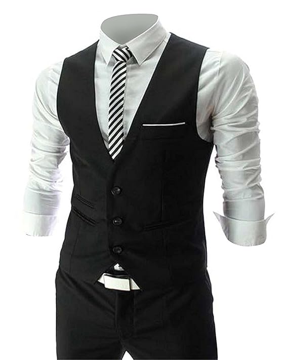 Men Slim Fit Cotton Blend Waistcoat Half Jacket