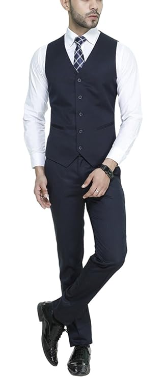 MANQ Men V Neck Five Button Slim Fit Formal/Party Waist Coat