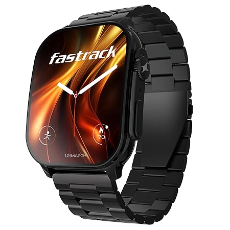 Fast rack Astor FS2 Pro Smart Watch, 1.96” AMOLED Display, 410 * 502 Pixel Resolution, Single Sync BT Calling, AI Voice Assistant, 100+ Sports Modes Smartwatch Faces, Upto 5 Day Battery, IP68