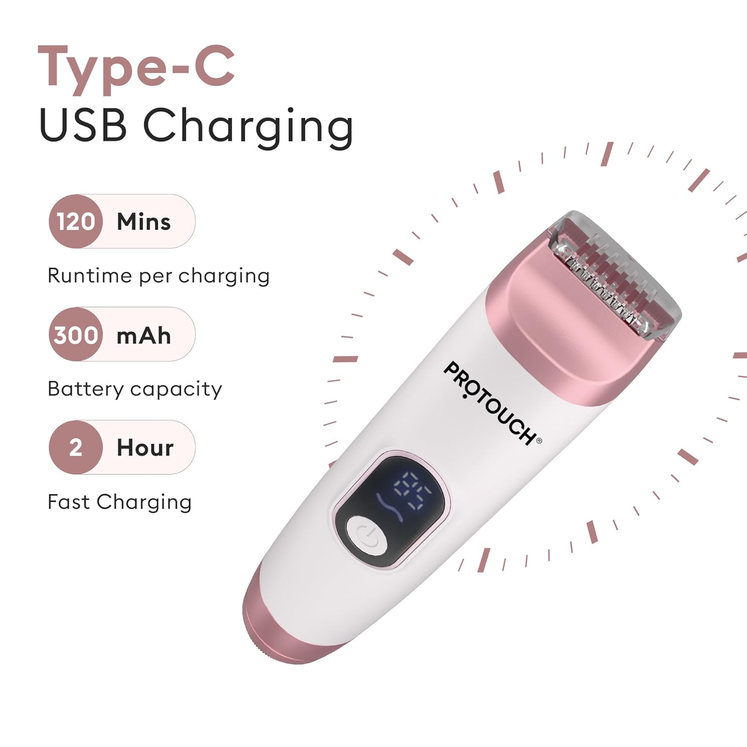 PROTOUCH All Rounder All-in-1 Women’s Trimmer Epilator for Face, Body, Underarms Bikini Line | Rechargeable, IPX5 Water-Resistant, Portable, Lightweight Hair Remover | Sensitive Skin Safe, Painless Grooming Tool.