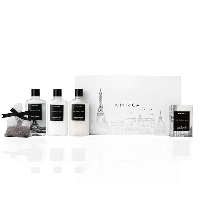 Kimirica The french Note Luxuriously Crafted Gift Set For Women and Men | Pampering Kit for Birthdays All Special Occasions | Majestic fragrance of French Lavender | 5 Piece Gift Set | 100% Vegan