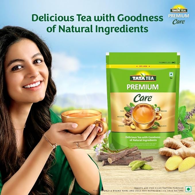 Tata Tea Premium Care Black Tea 1kg, Delicious Tea with Goodness of Tulsi, Mulethi, Ginger, Brahmi Elaichi, Trusted Quality Tea, Loose Leaves