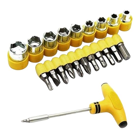 Portable T-Shape Ratchet Screwdriver Set with Socket Spanner – Multi-Function Batch Head Hand Tool for Screw Installation Removal