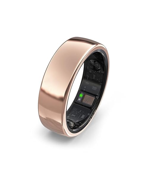 aabo Ring, Health &amp; Fitness Tracker Smart Ring, Advanced Sleep Monitoring, Stress &amp; Activity Tracking, Titanium, IP68 Waterproof (Wireless Charging, Radiant Rose Gold, 8)