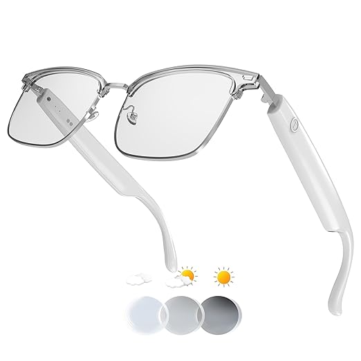 Smart Glasses with Camera 4K, Video Recording.Bluetooth for Men &amp; Women -Hands-Free Recording Glasses with Audio, Al-Powered Wearable Tech (GS13-White)
